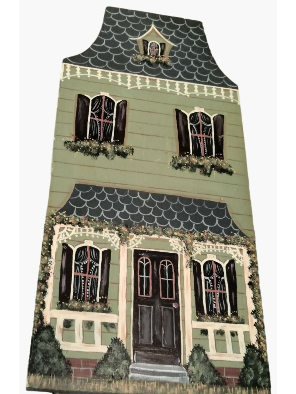 Hand Painted House Book End Tolle Wood Green Victorian - Picture 3 of 11